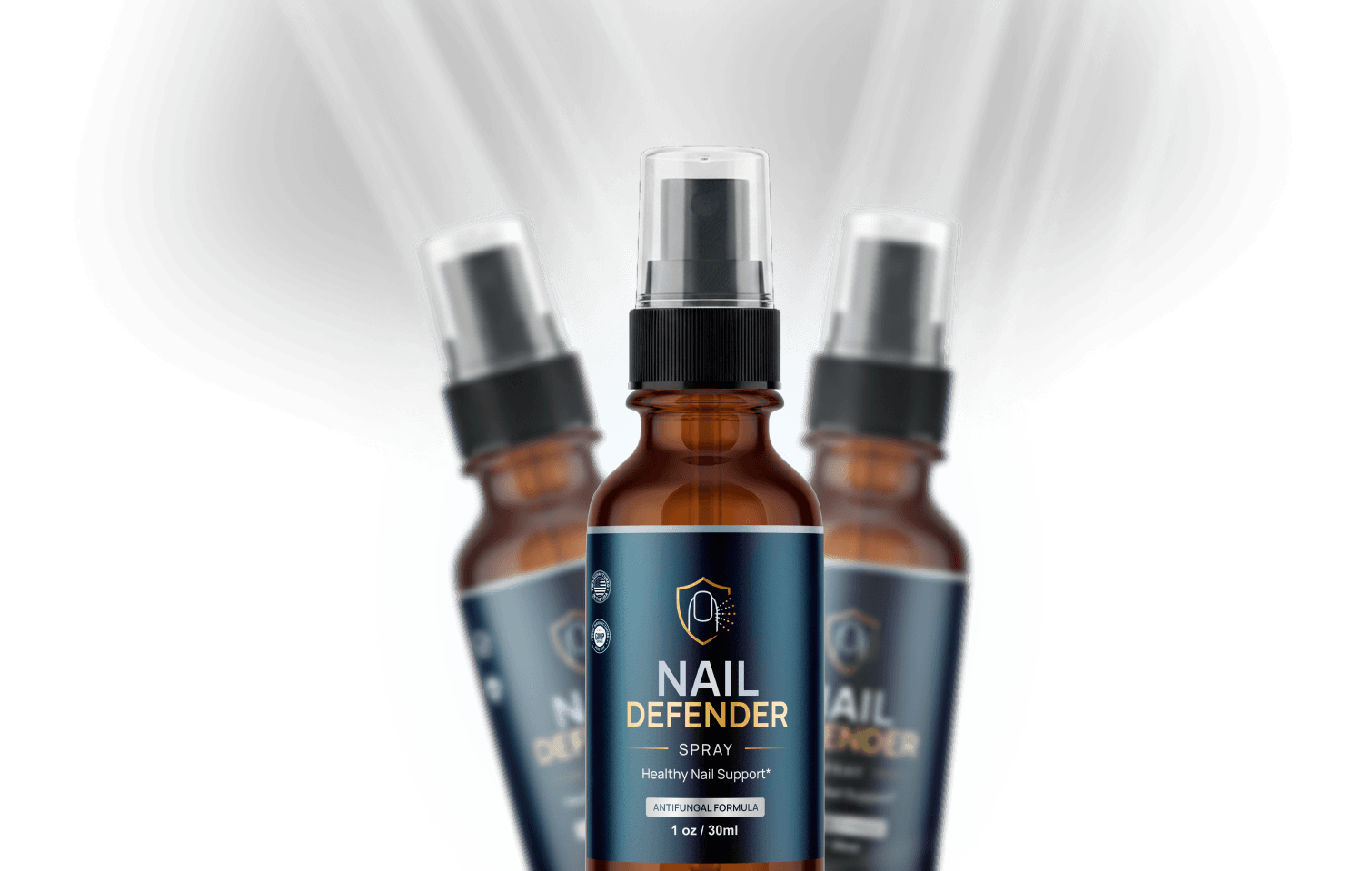 Nail Defender Spray bottles in soft light
